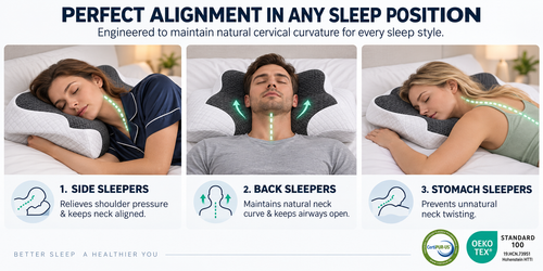SlumberBreeze CloudAlign 3D Memory Foam Cervical Support Pillow